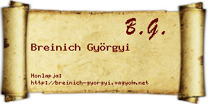 Breinich Györgyi névjegykártya